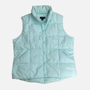 Land’s End Puffer Vest Large Pale Mint Green Goose Down Feathers